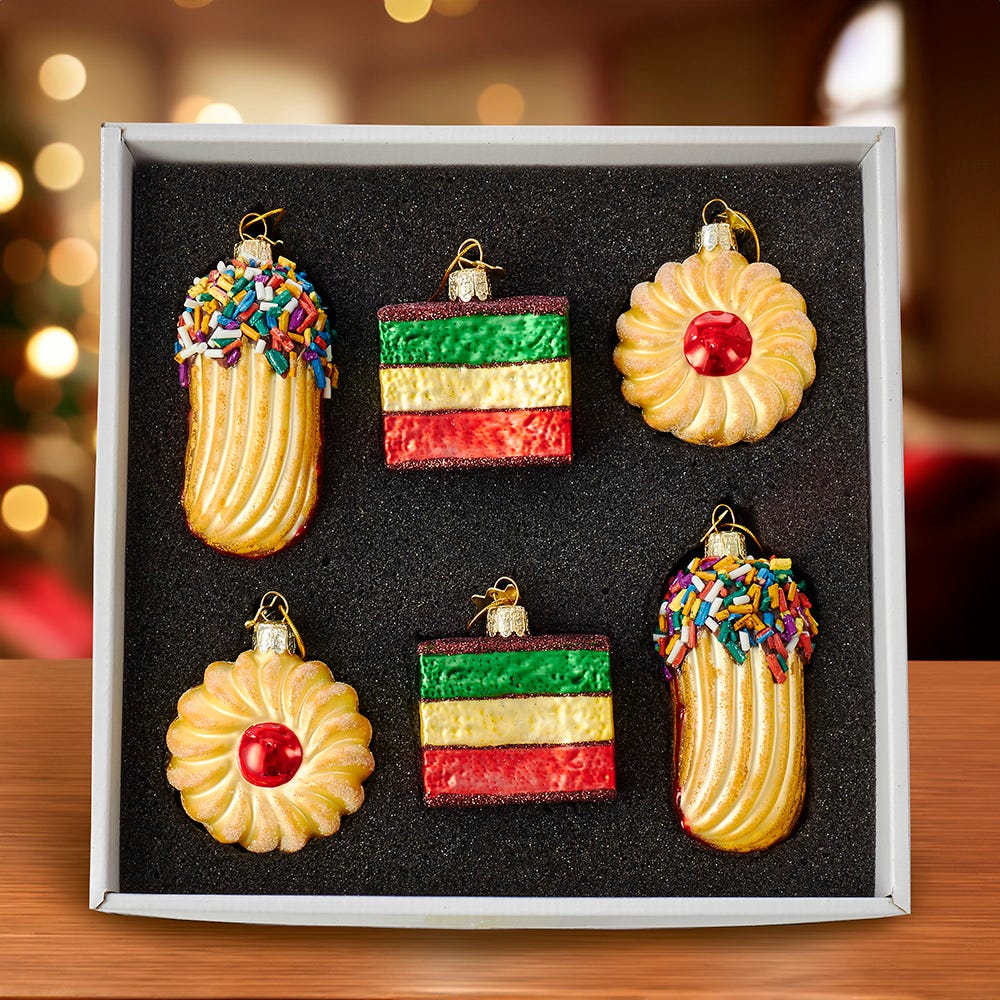 Noble Gems Cookie Glass Ornament Set, 6-Piece Box Set