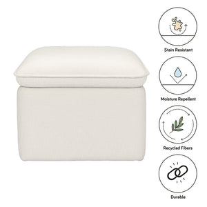 Cali Storage Ottoman in Eco-Performance Fabric | Water Repellent & Stain Resistant in Performance Cream Eco-Weave