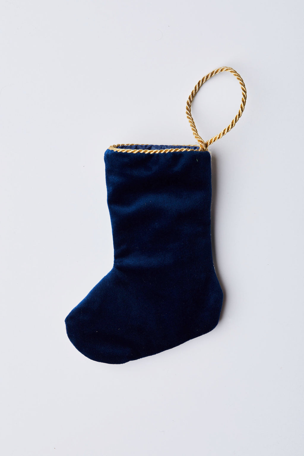 Back view of the Celebration Castle Bauble Stockings with solid navy blue velvet backing