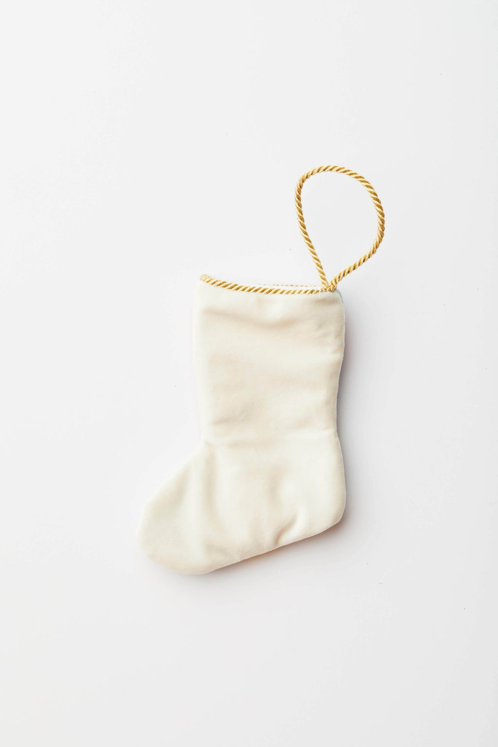 Back view of Christmas Cardinal needlepoint stocking with solid white velvet backing