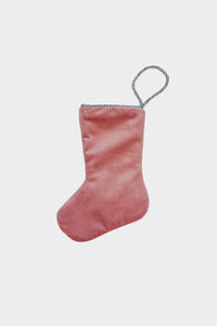 Back view of Ready to Rally in Pink needlepoint stocking with solid pink velvet backing