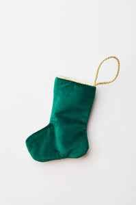 Back view of Pickle Palooza needlepoint stocking with solid green velvet backing