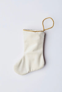 Back view of Unicorn Dreaming Bauble Stockings with solid white velvet backing