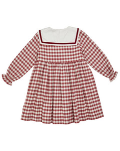 Nellie Dress Emerised Burgundy Check