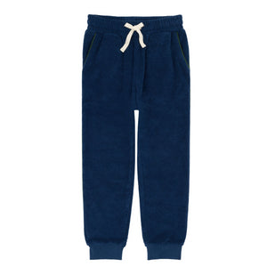 Unisex Navy French Terry Sweatpant With Evergreen Side Piping