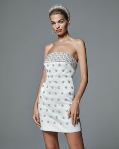 The Ness Mini Dress with Detachable Train and Straps