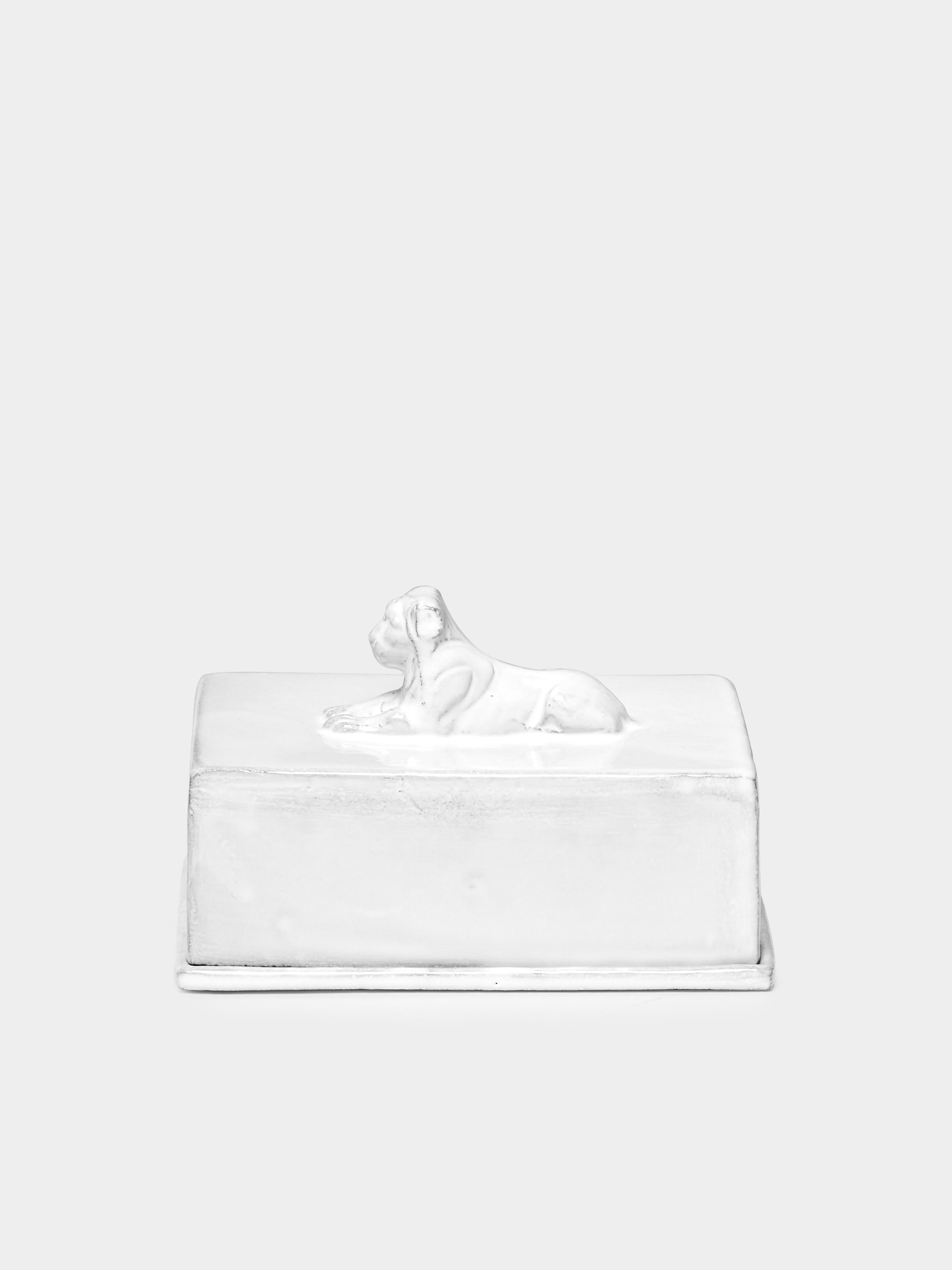 Astier de Villatte Lion Hand-Glazed Ceramic Butter Dish