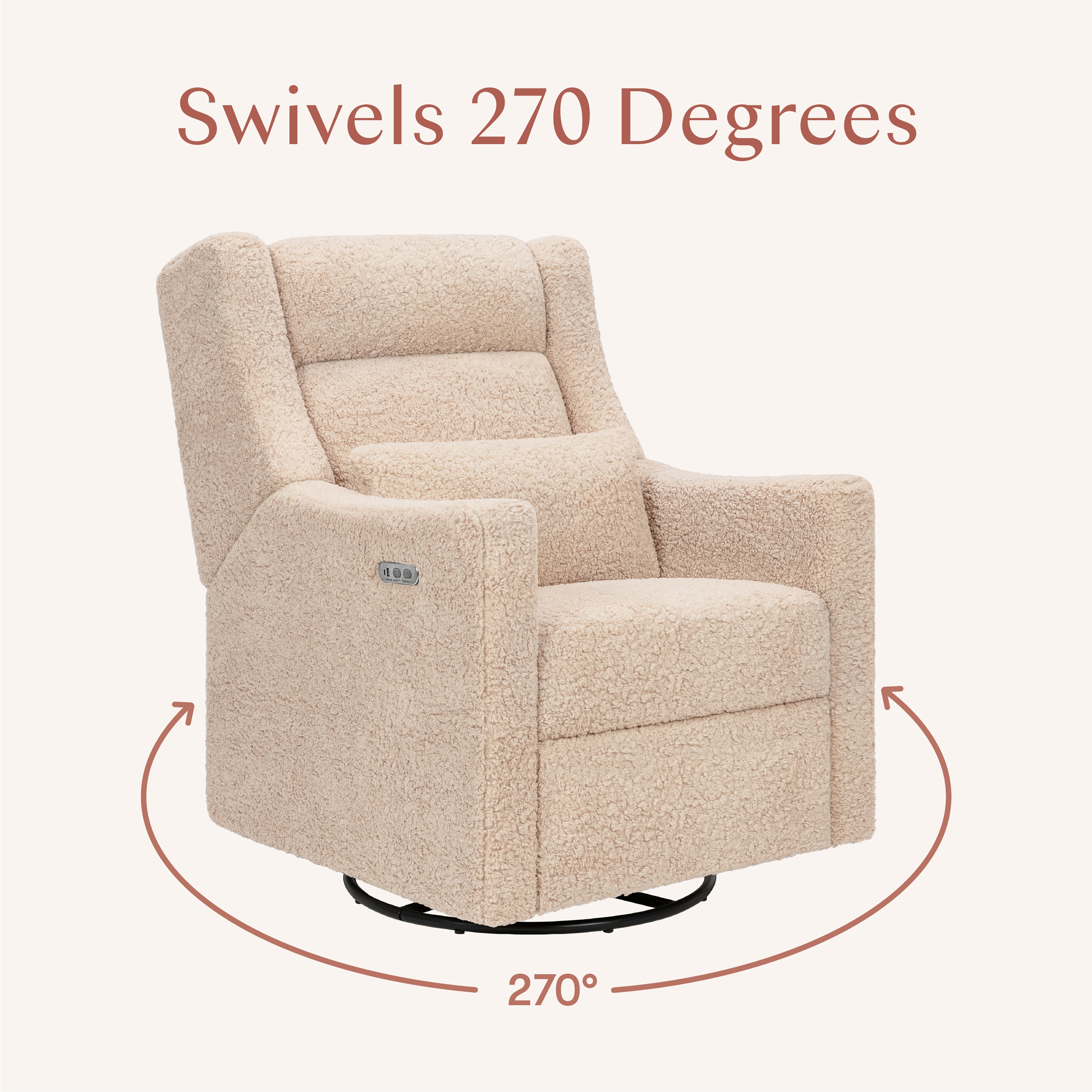 Kiwi Plus Power Recliner and Swivel Glider with Power Adjustable Headrest and USB Port in Chai Shearling
