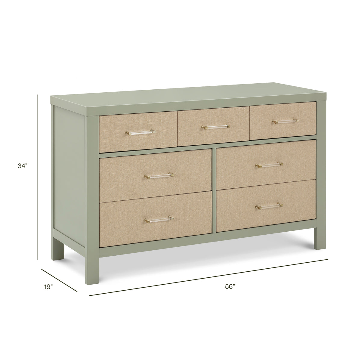 Eloise 7-Drawer Assembled Dresser in French Sage and Performance Sand Eco-Weave