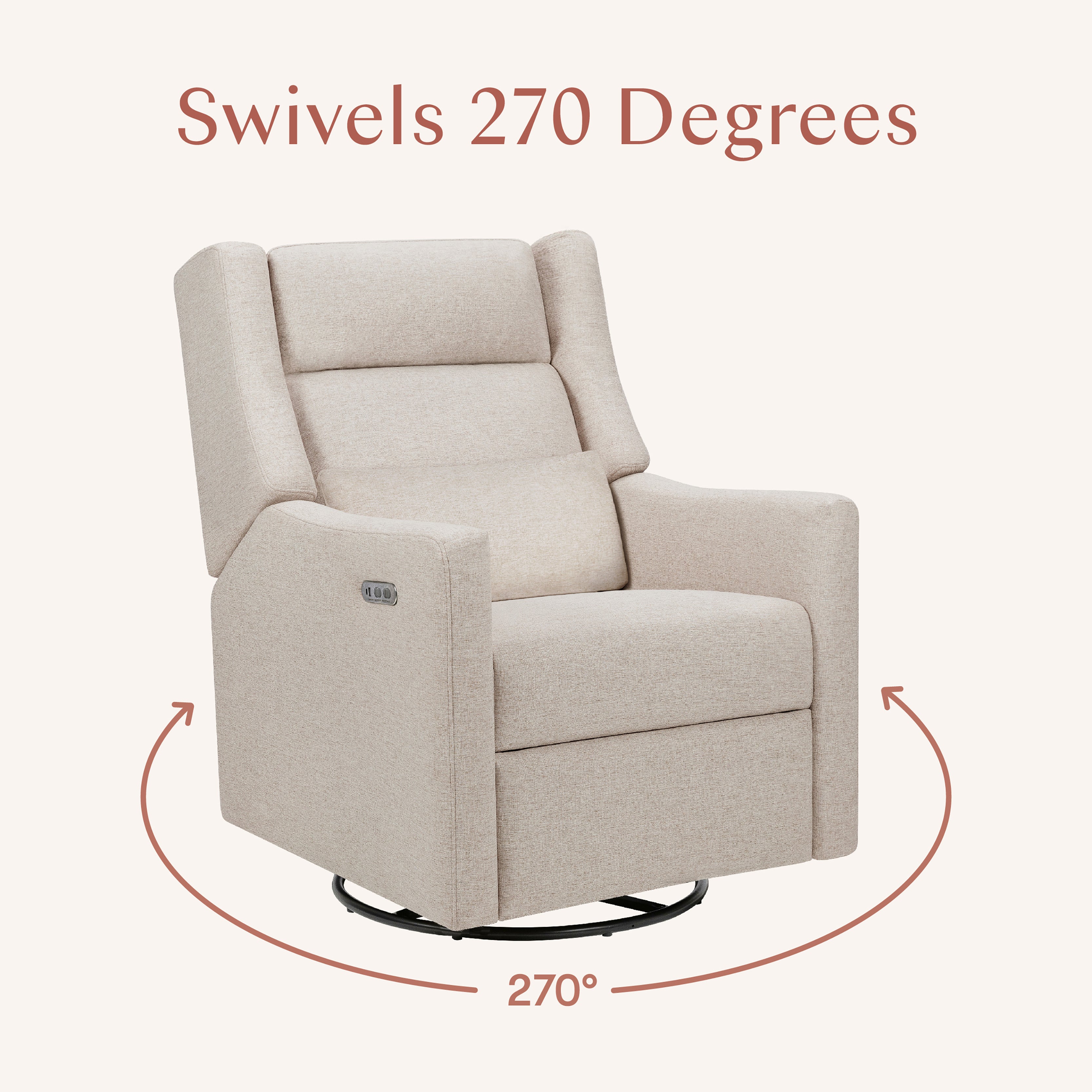 Kiwi Plus Power Recliner and Swivel Glider with Power Adjustable Headrest and USB Port in Performance Beach Eco-Weave