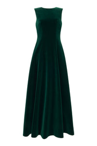 Nodin Dress in Green Velvet