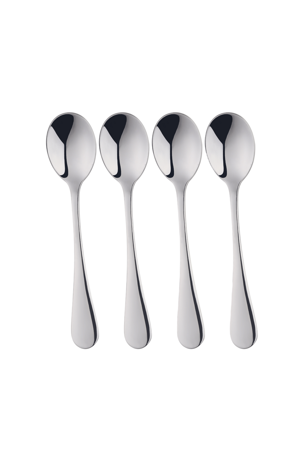 set of four stainless steel spoons
