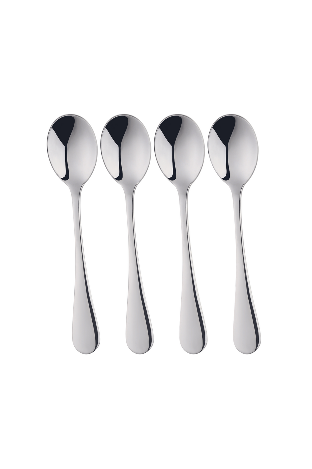 set of four stainless steel spoons