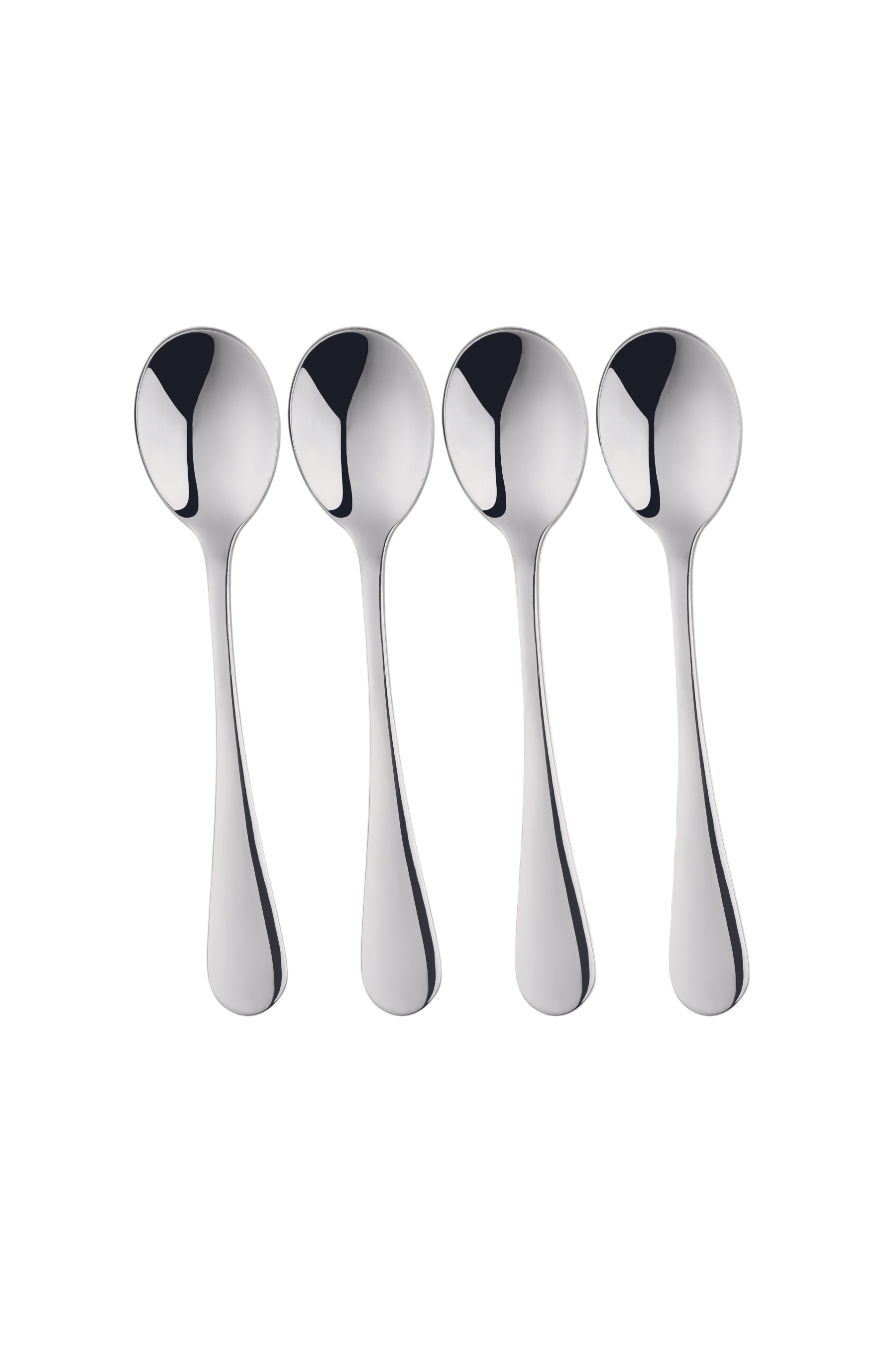 set of four stainless steel spoons