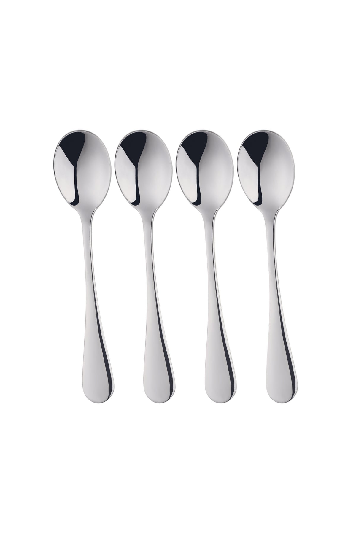 set of four stainless steel spoons