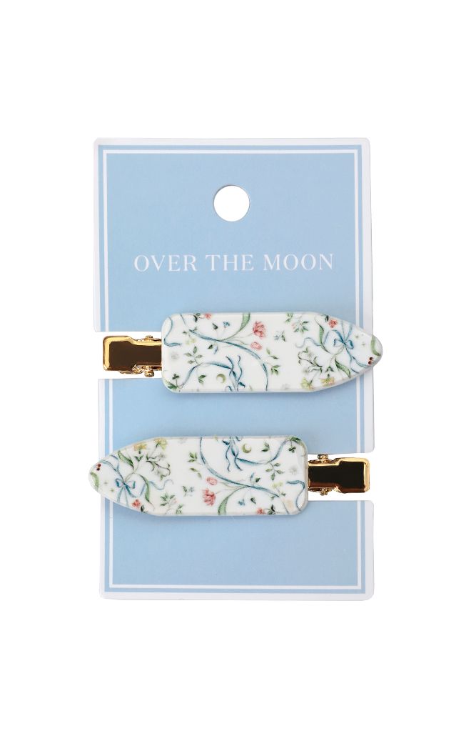 No-Crease Hair Clips in Lily of the Valley Ribbon Bouquet, Set of 2