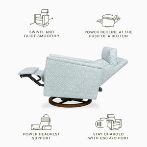 Morris & Co. x Namesake Willa Plus Power Glider Recliner with Power Headrest Bellflowers in Powdered Blue