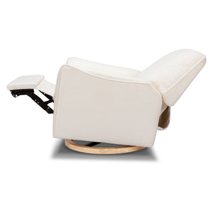 Sunday Power Recliner and Swivel Glider in Chantilly Fleece with Light Wood Base