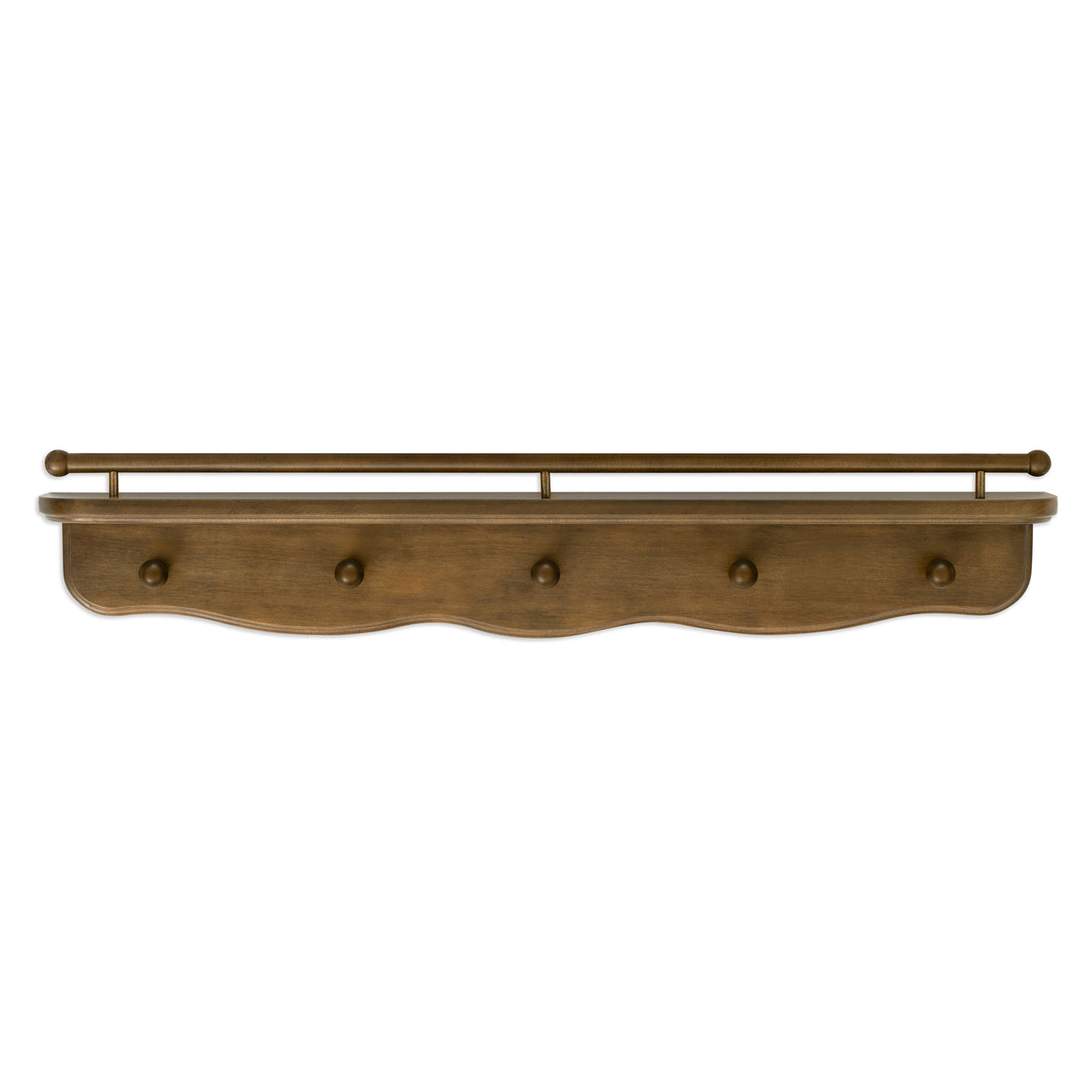 Liberty 31" Wall Shelf with Hooks in Natural Walnut