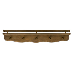 Liberty 31" Wall Shelf with Hooks in Natural Walnut