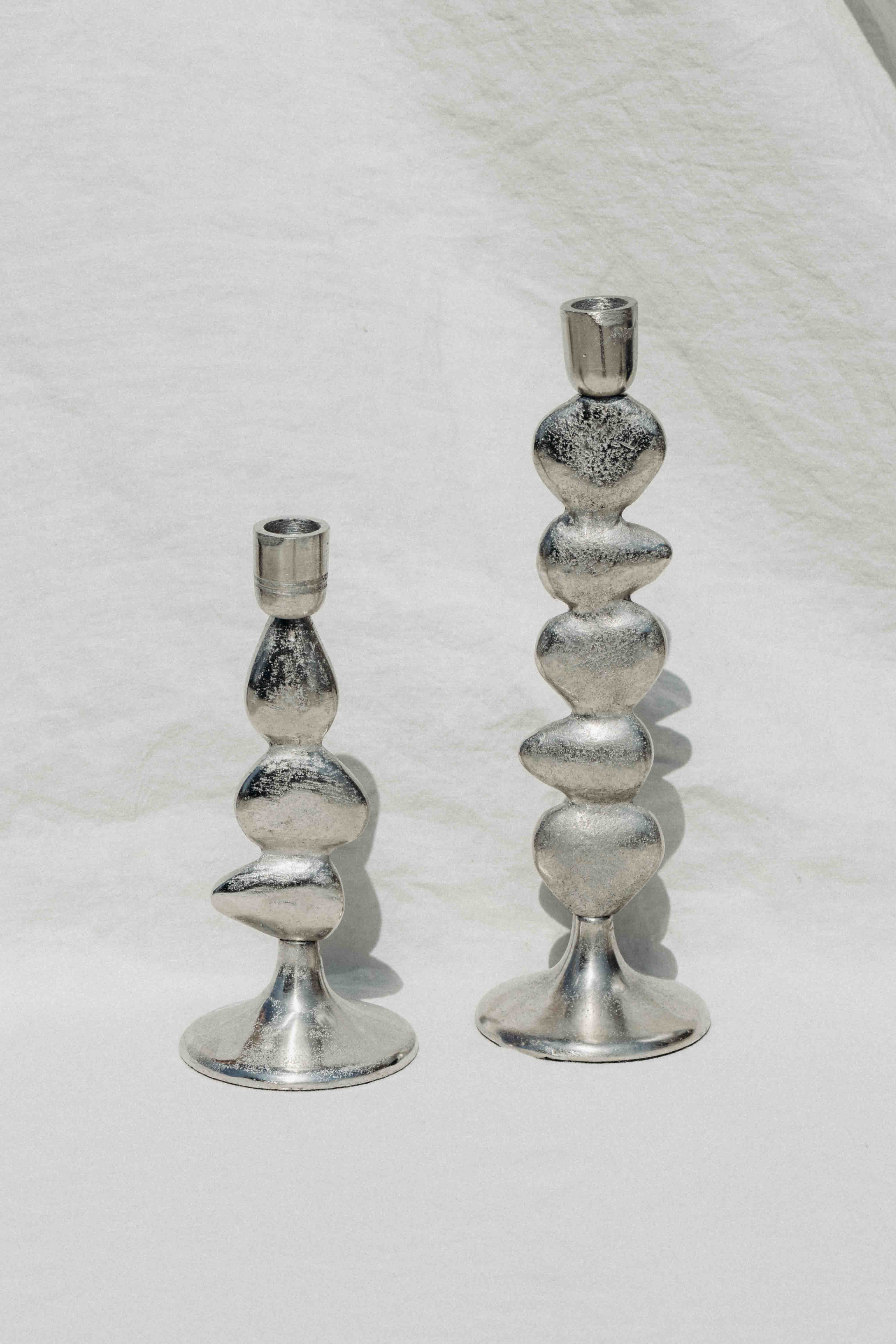 Argent Abstract Taper Candle Holder