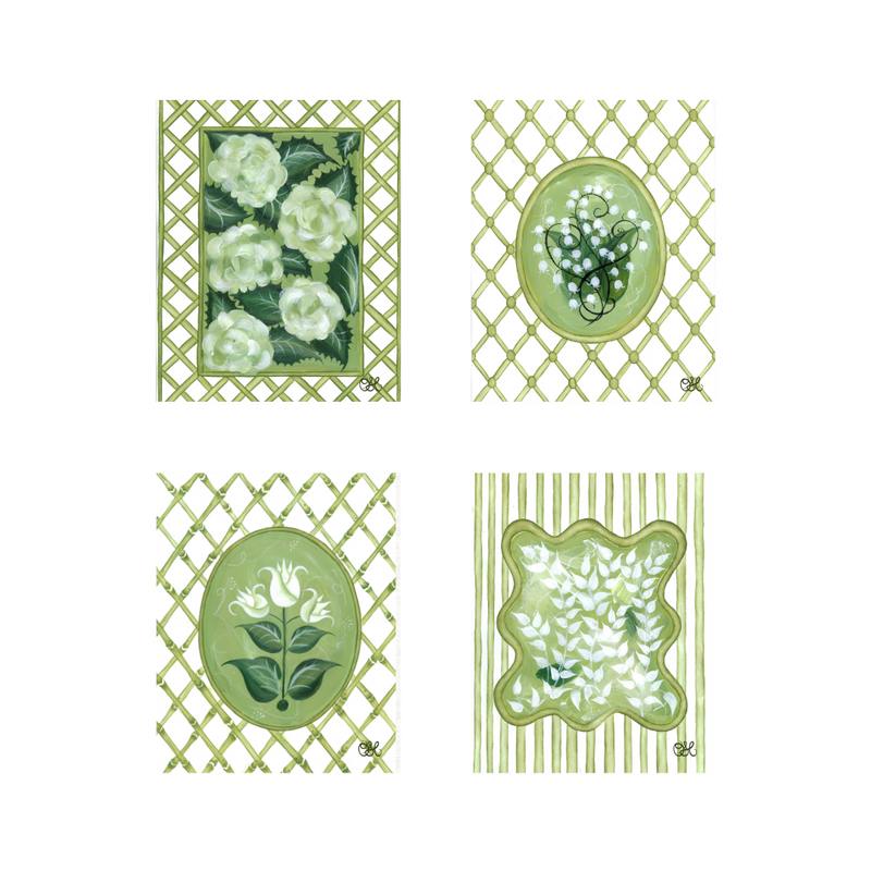 En Vert Botanical Prints, Set of 4