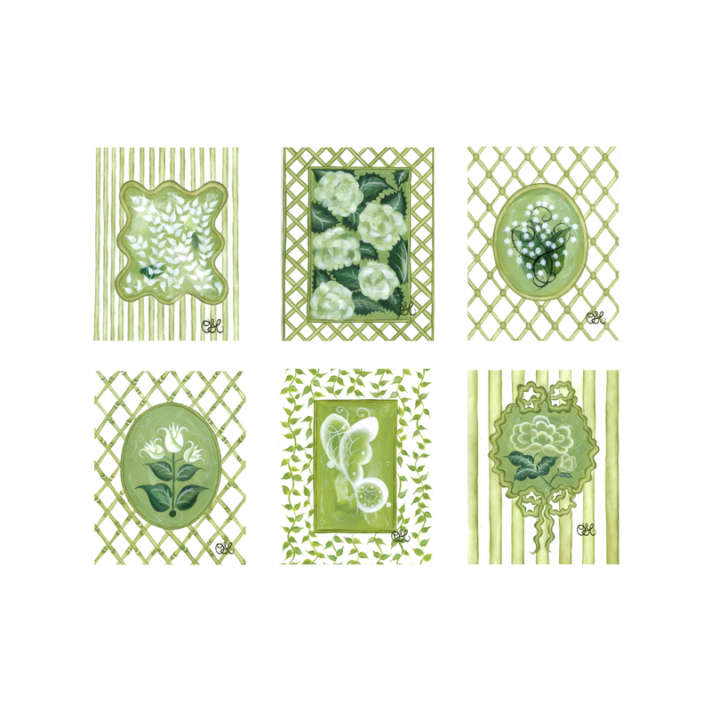 En Vert Botanical Prints, Set of 6