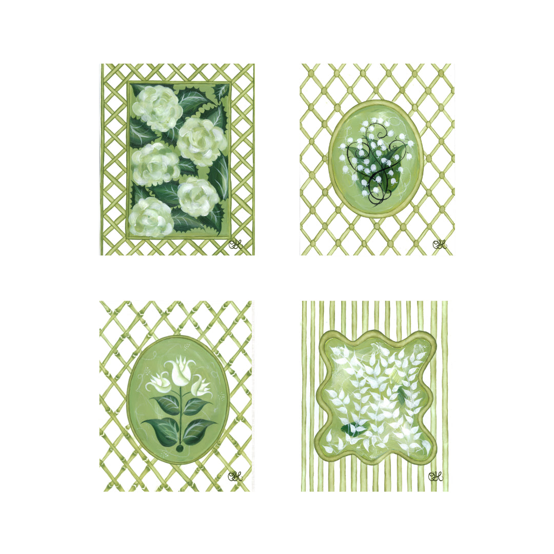 En Vert Botanical Prints, Set of 4