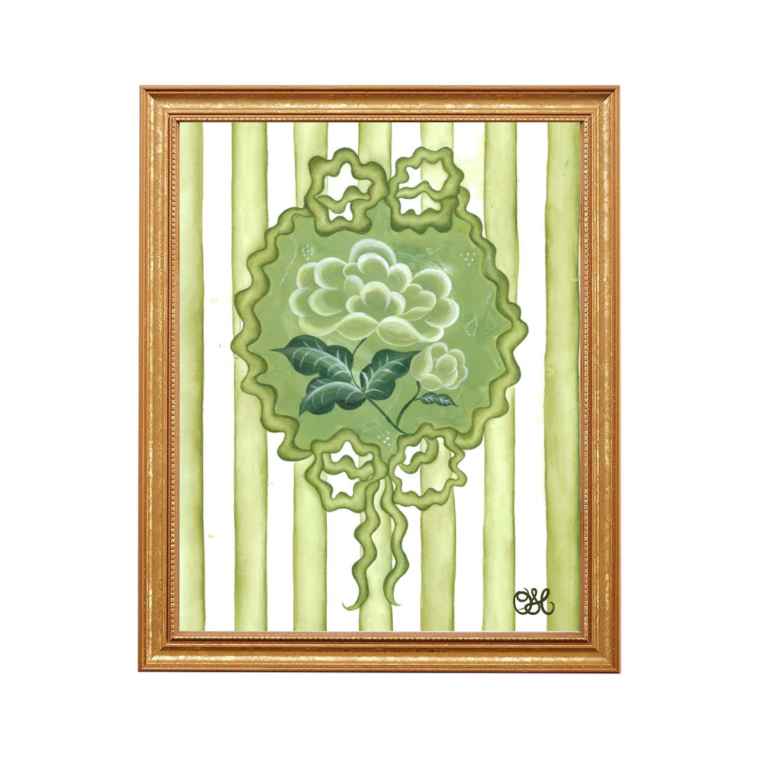 Victorian Peony En Vert Art Print