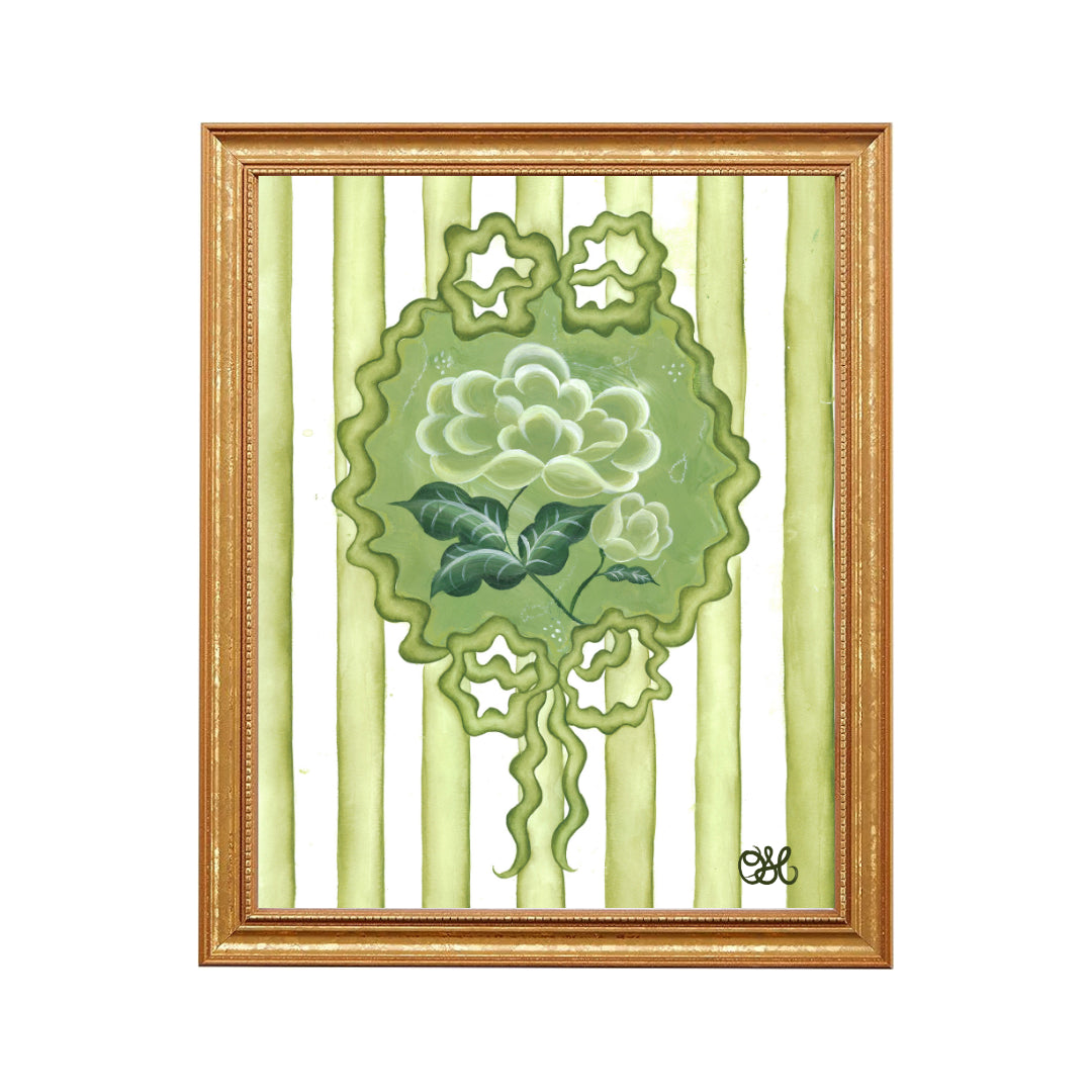 Victorian Peony En Vert Art Print