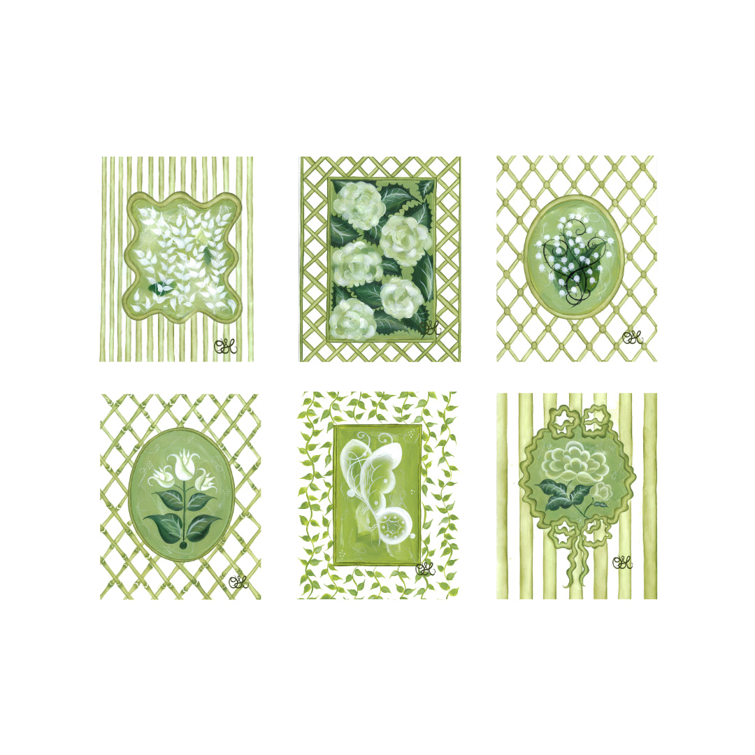 En Vert Botanical Prints, Set of 6