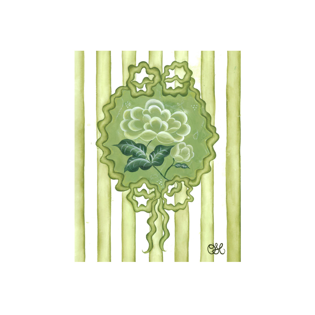 Victorian Peony En Vert Art Print