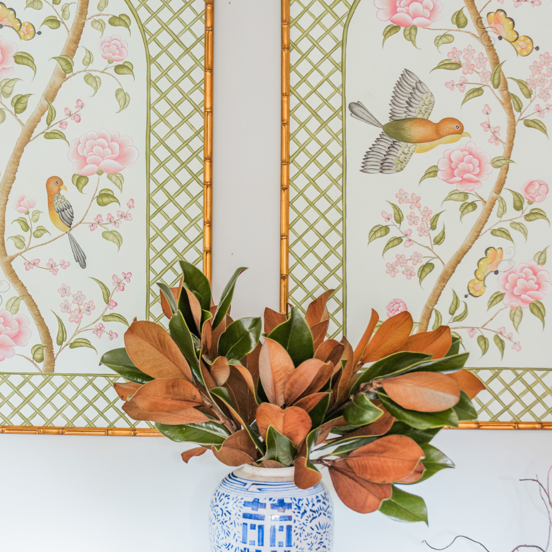 Original Chinoiserie Panels on Silk | Le Jardin De Elizabeth, Set of 2