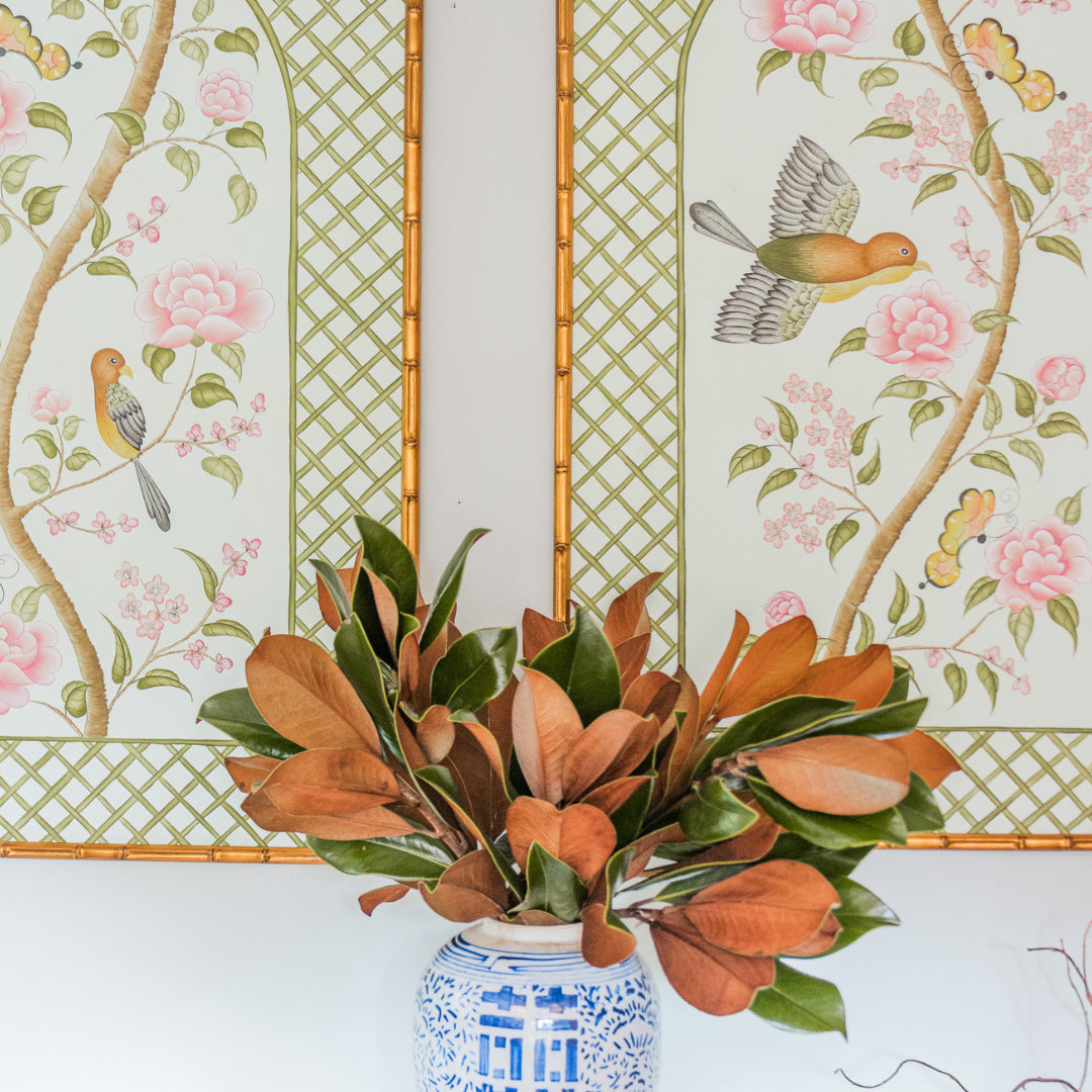 Original Chinoiserie Panels on Silk | Le Jardin De Elizabeth, Set of 2