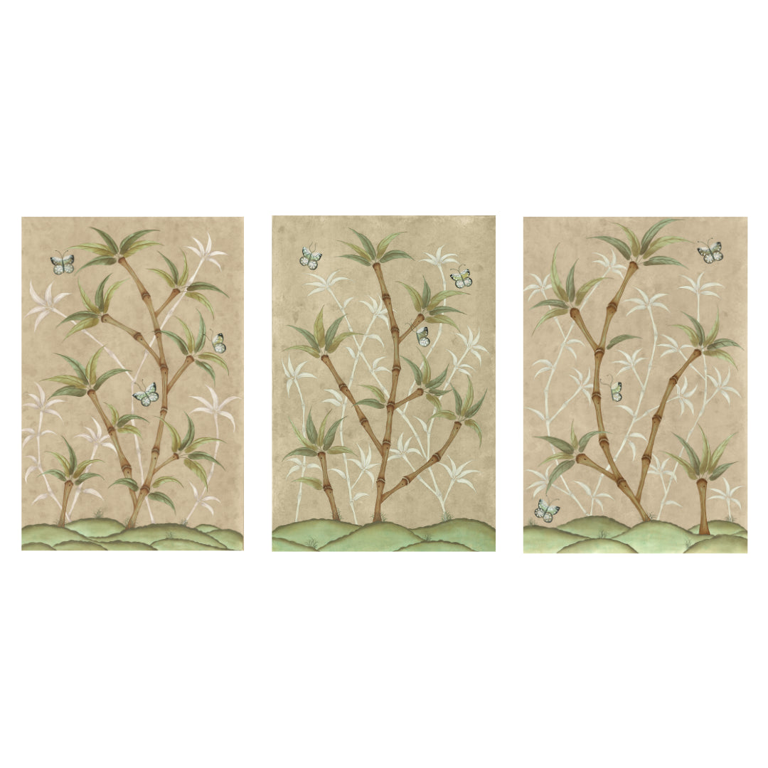 Bamboo En Fleur Triptych | Chinoiserie Panel, Set of 3