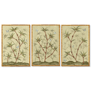 Bamboo En Fleur Triptych | Chinoiserie Panel, Set of 3
