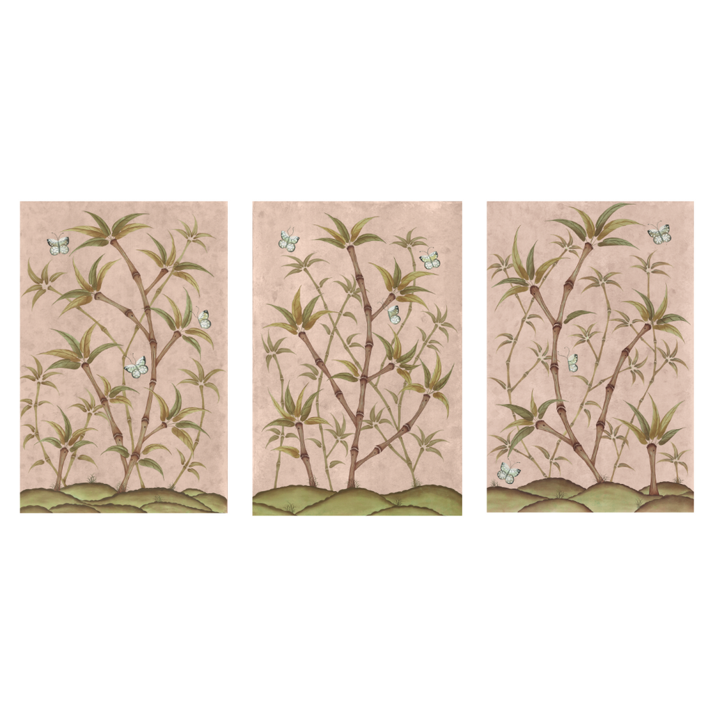 Bamboo En Fleur Triptych | Chinoiserie Panel, Set of 3