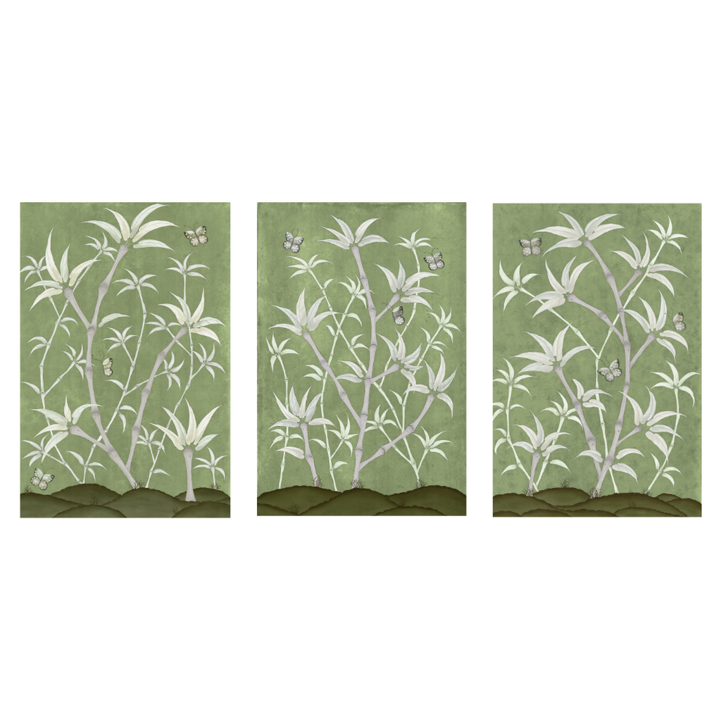 Bamboo En Fleur Triptych | Chinoiserie Panel, Set of 3