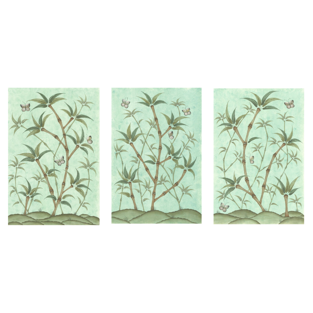 Bamboo En Fleur Triptych | Chinoiserie Panel, Set of 3