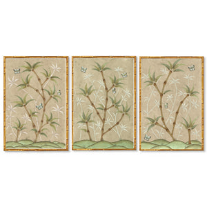 Bamboo En Fleur Triptych | Chinoiserie Panel, Set of 3
