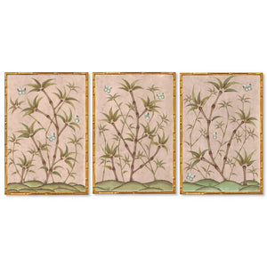 Bamboo En Fleur Triptych | Chinoiserie Panel, Set of 3