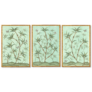 Bamboo En Fleur Triptych | Chinoiserie Panel, Set of 3