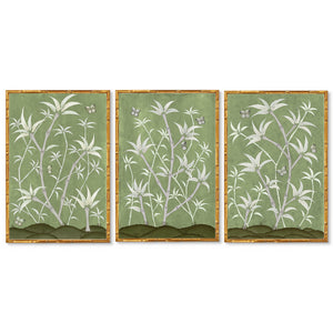 Bamboo En Fleur Triptych | Chinoiserie Panel, Set of 3