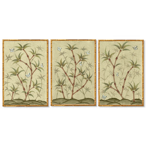 Bamboo En Fleur Triptych | Chinoiserie Panel, Set of 3