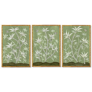 Bamboo En Fleur Triptych | Chinoiserie Panel, Set of 3