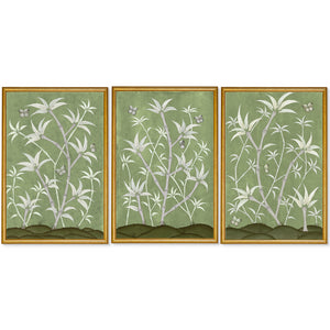 Bamboo En Fleur Triptych | Chinoiserie Panel, Set of 3