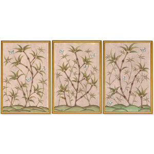 Bamboo En Fleur Triptych | Chinoiserie Panel, Set of 3
