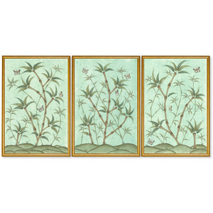 Bamboo En Fleur Triptych | Chinoiserie Panel, Set of 3