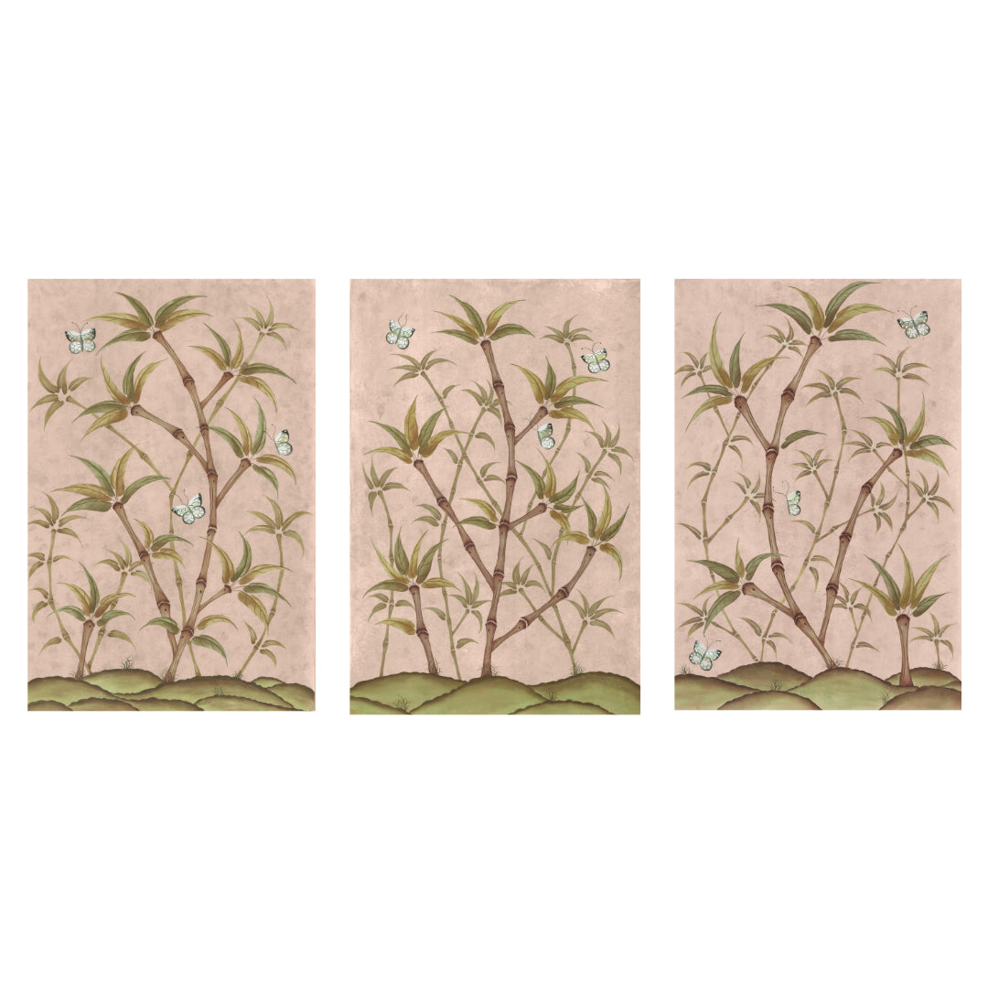 Bamboo En Fleur Triptych | Chinoiserie Panel, Set of 3