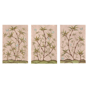 Bamboo En Fleur Triptych | Chinoiserie Panel, Set of 3